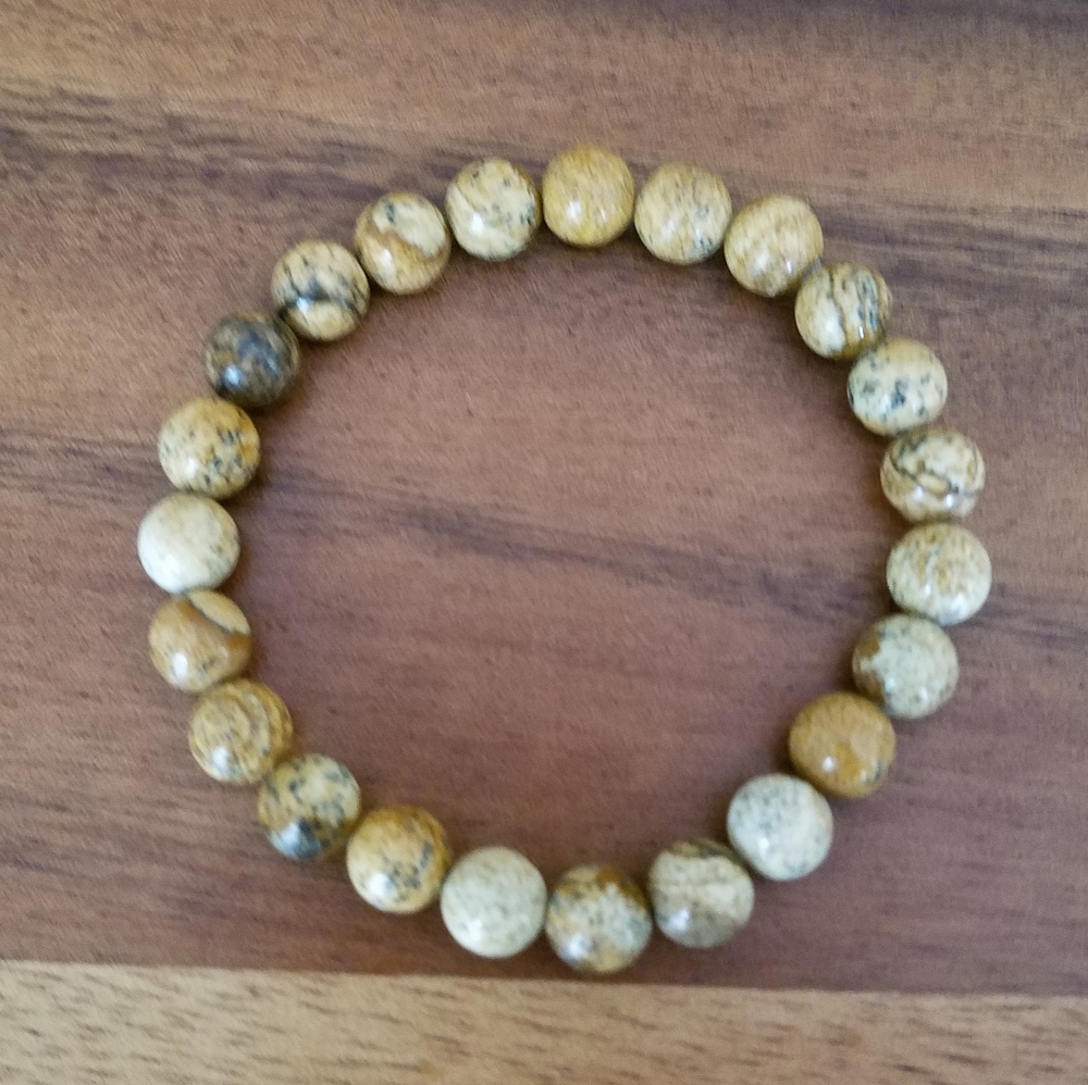 SOLD Brown Picture Jasper Beads Bracelet - Picture 9 of 12